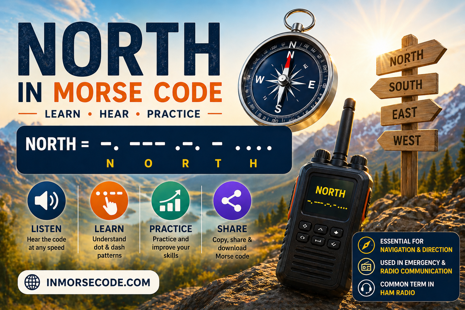 North in Morse Code